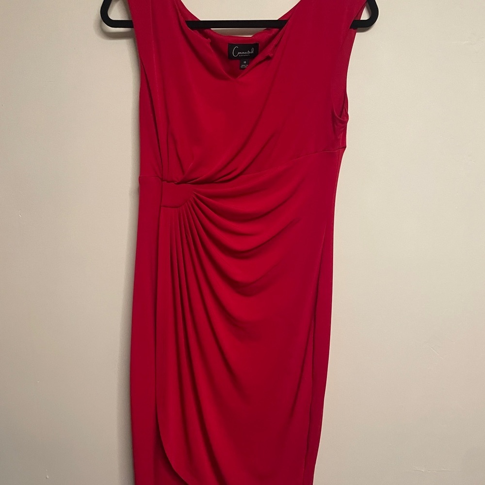 Connected Apparel Vibrant Red Midi Dress size 10